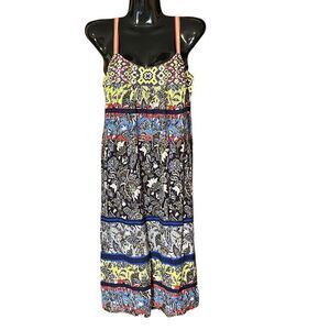 Anthropologie One September Boho Embroidered Top AdjustableStrap Shift Dress Sz